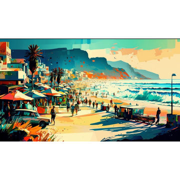 Canvas Wall Art - Canvas Wall Art –Cape Town Beachfront Abstract - B1101 - [120 x 80 cm]