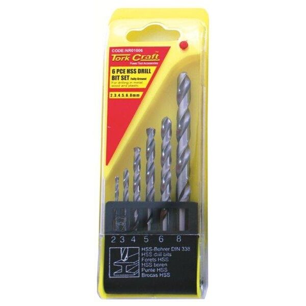 Drill Bit Set 6Pc Hss Ground 2-8Mm