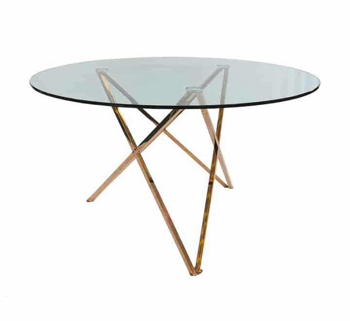 Round Glass Dining Table With Metal Legs 130cm