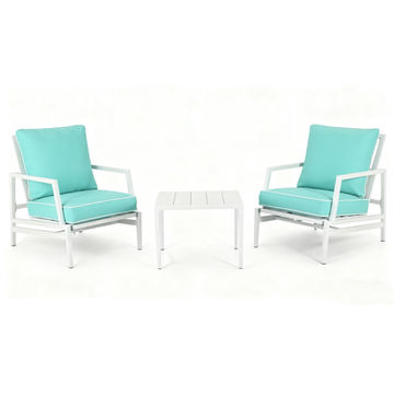 3pc Aluminium Patio Sofa Set with Side Table - TURQUOISE