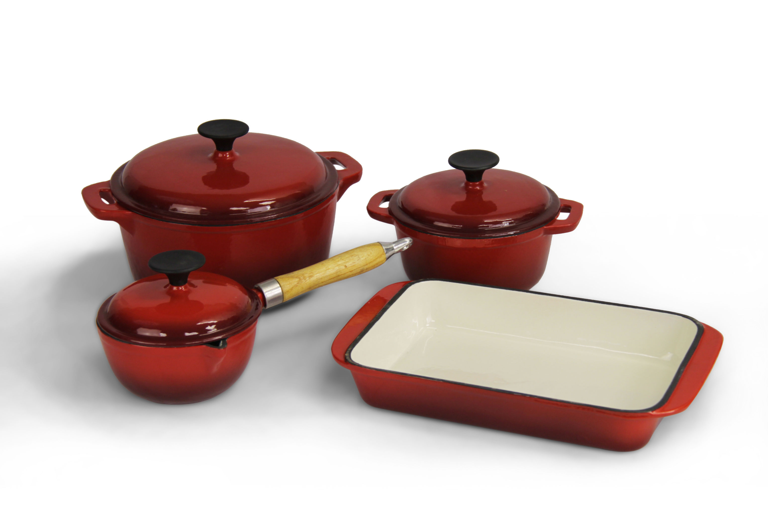 Fine Living - Lifestyle Cast Iron Set 7pc - Red