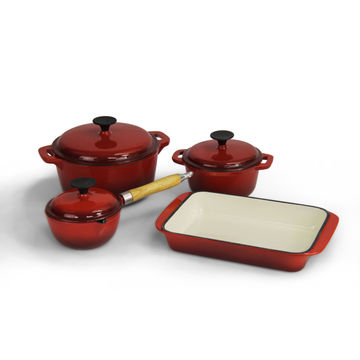Fine Living - Lifestyle Cast Iron Set 7pc - Red