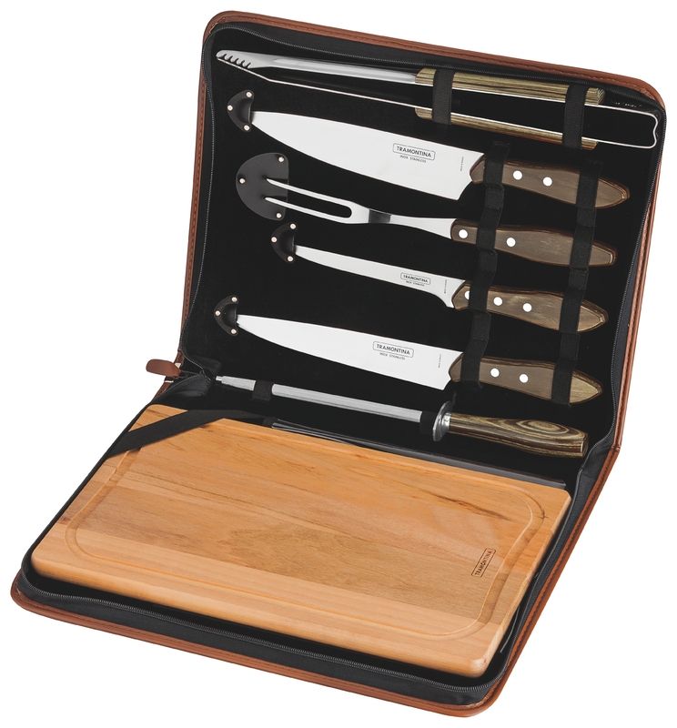 Tramontina 8 Piece Braai Set, Leather Case, Braai Range, Dishwasher Safe