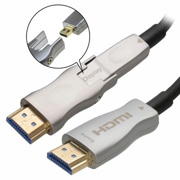 8k 60hz 30 Meter Fiber Hdmi Cable with Removable Head | 5.83mm head for small conduit
