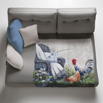 Two Chickens Light Weight Fleece Blanket by Stella Bruwer