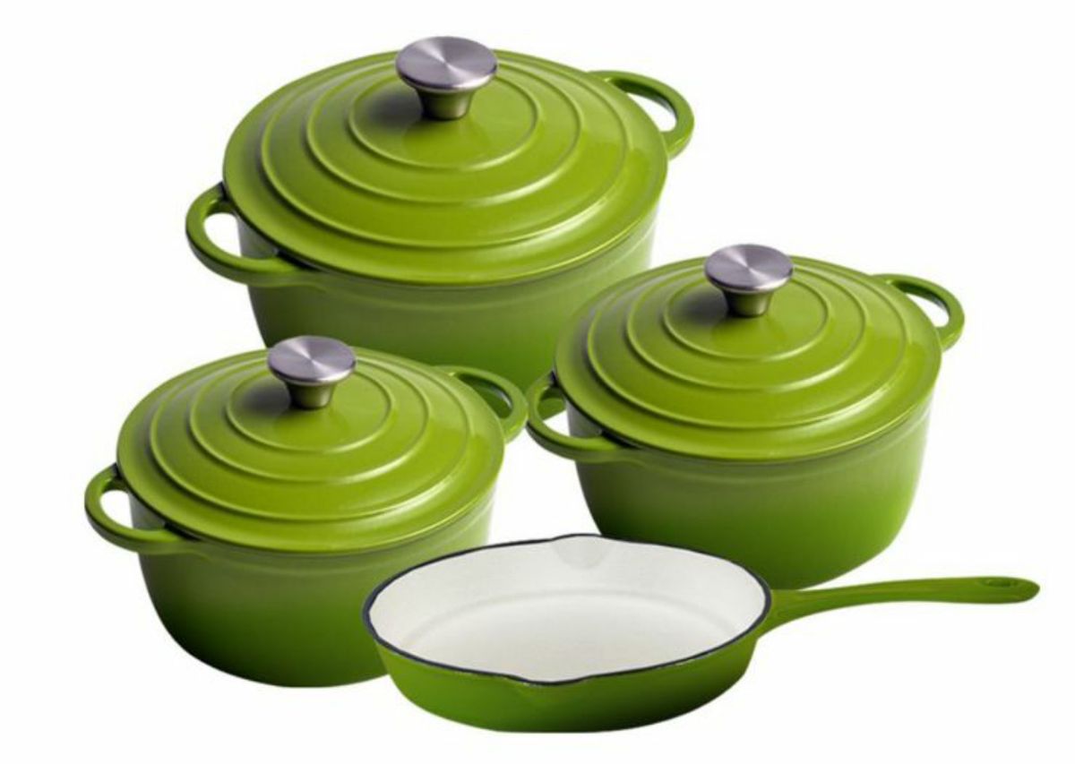Dream World New Design Dutch Pot Cookware Sets Cast Iron - 7 Piece - Lime