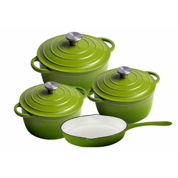 Dream World New Design Dutch Pot Cookware Sets Cast Iron - 7 Piece - Lime