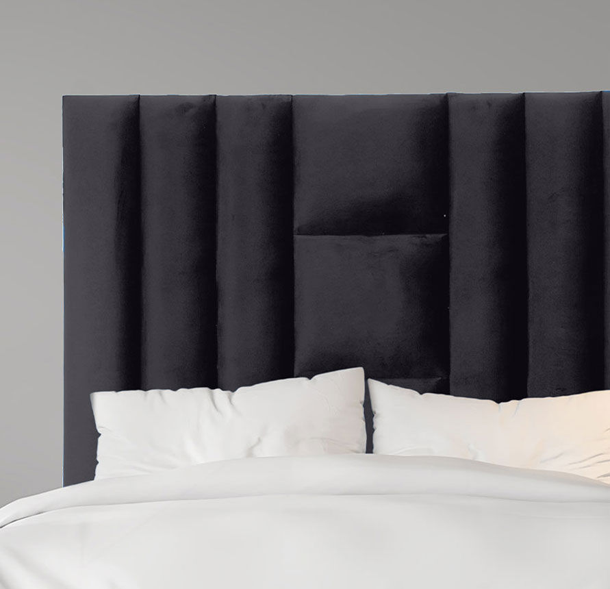 Nur Diagonal Panel Headboard Black Double