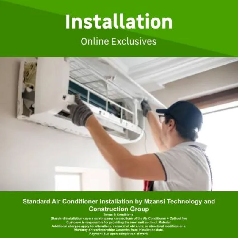 Standard Air Conditioner installation by Mzansi Technology and Construction Group