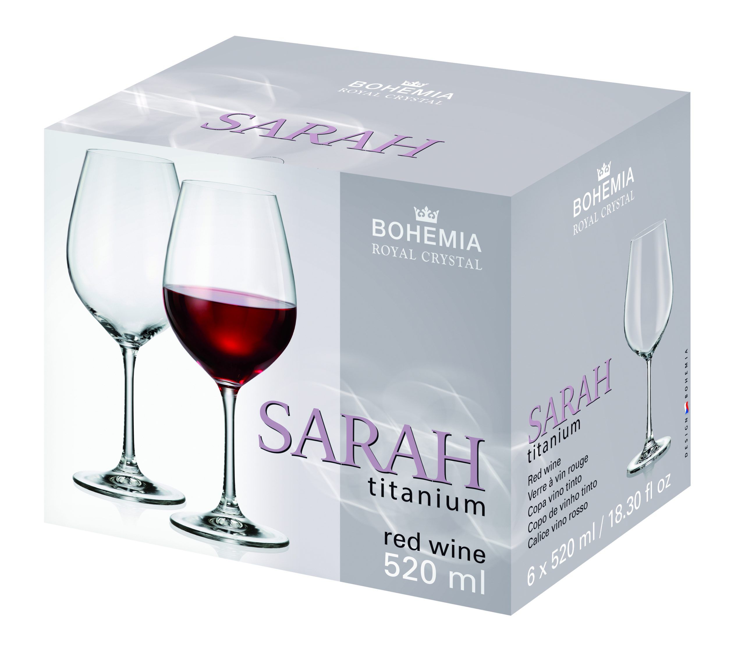 Bohemia Crystal Sarah Titanium White Glasses 520ml 6pk