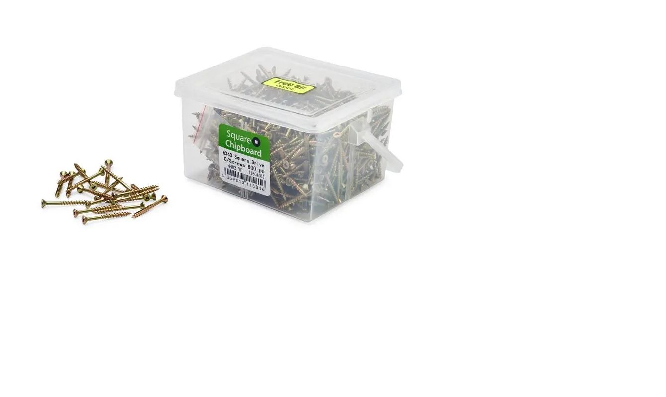 Chipboard Screws, Square, No.6, 3.5mm x 40mm, 800 Pieces BY WOODLY