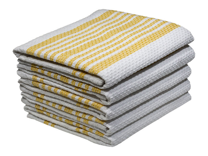 Bunty's Kitchen Towel - Design 2378 - 050x080cms - (05 Pc Pack) - Stripes - Yellow Cream