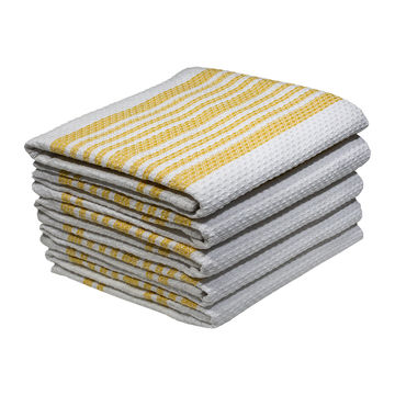 Bunty's Kitchen Towel - Design 2378 - 050x080cms - (05 Pc Pack) - Stripes - Yellow Cream