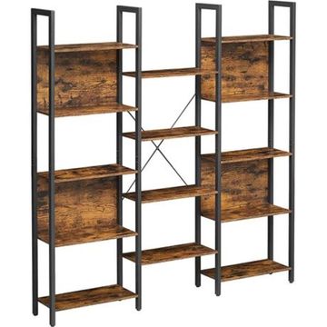 14-Shelf Metal Bookcase – Heavy-Duty Industrial Storage Rack