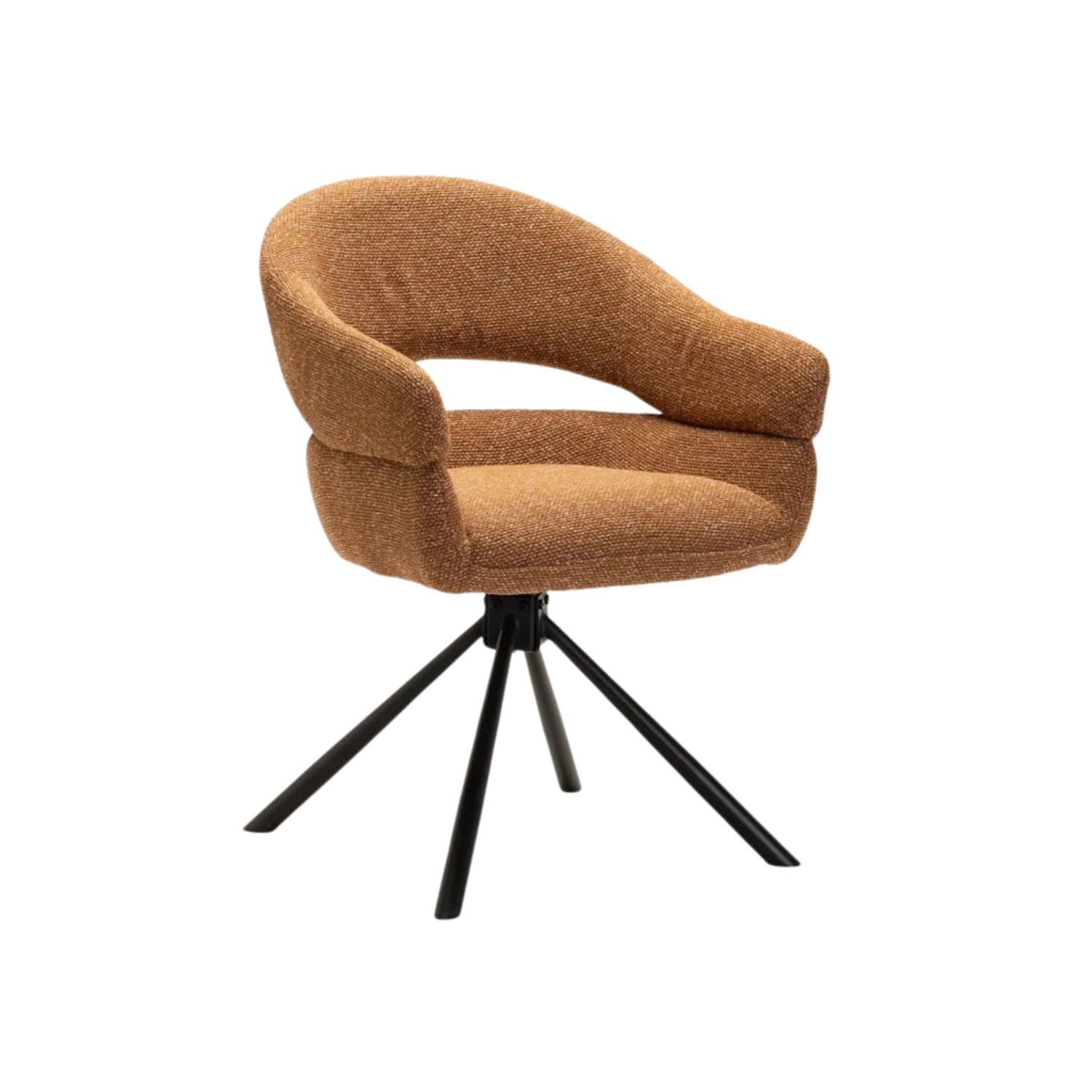 Textured Fabric Swivel Dining Chair - Rust