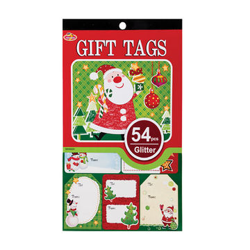 Gift Tags - Christmas - Peel & Stick - Glitter - 54 Pieces - 6 Pack