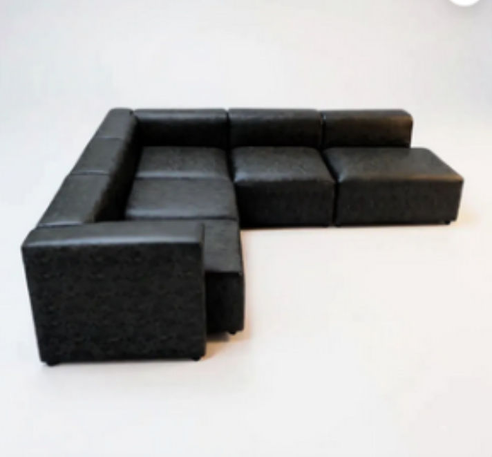 Lucia Modular Leather Sofa Black Left Sided