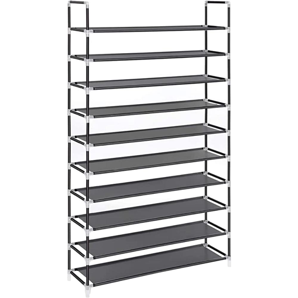 Songmics Black Fabric 10-Tier Shoe Storage Rack