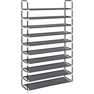 Songmics Black Fabric 10-Tier Shoe Storage Rack
