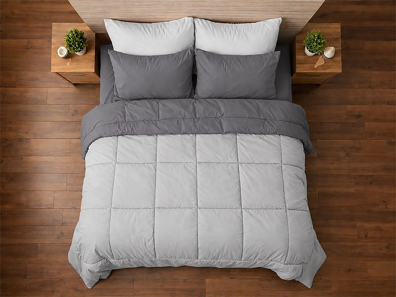 Everyday Collection Reversible Comforter Set - 90 GSM - King - Super King - Gray Flannel - Optical White (06 Sets)