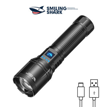 SmilingShark SD7171 Torch light Super Bright M60 6000lm Powerful Flashlight with Power Display 4modes Zoomable Type-C Rechargeable Waterproof for Camping Hiking Household