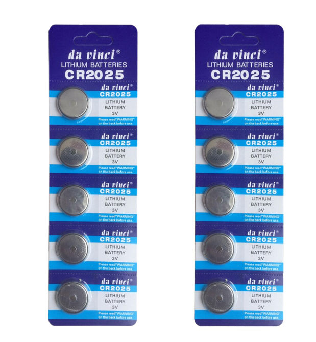 CR2025 3V Lithium Coin Batteries 2x Packs of 5 ( 10 Batteries )