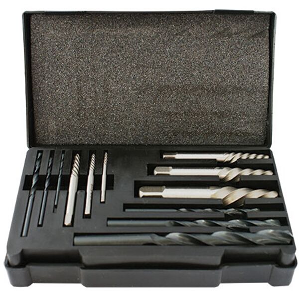 Screw Extractor Set 12 Pce With Drill Bits For M3 - M24 Screws / Studs