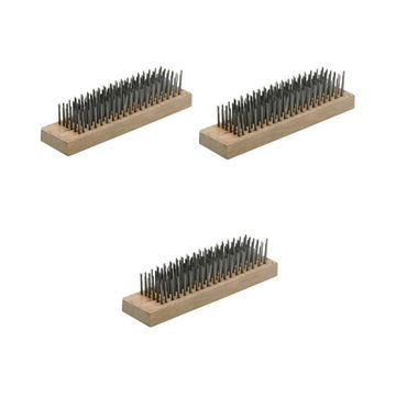 Brush wire block fine shrt-bristle 6-row 3 Brushes