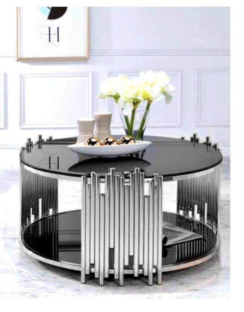 IG Furn- Lucia Silver Black Glass Coffee Table