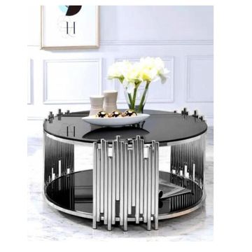 IG Furn- Lucia Silver Black Glass Coffee Table