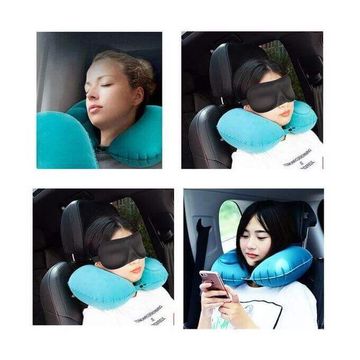 Air Pump U-Shape Washable Inflatable Travel Neck Pillow