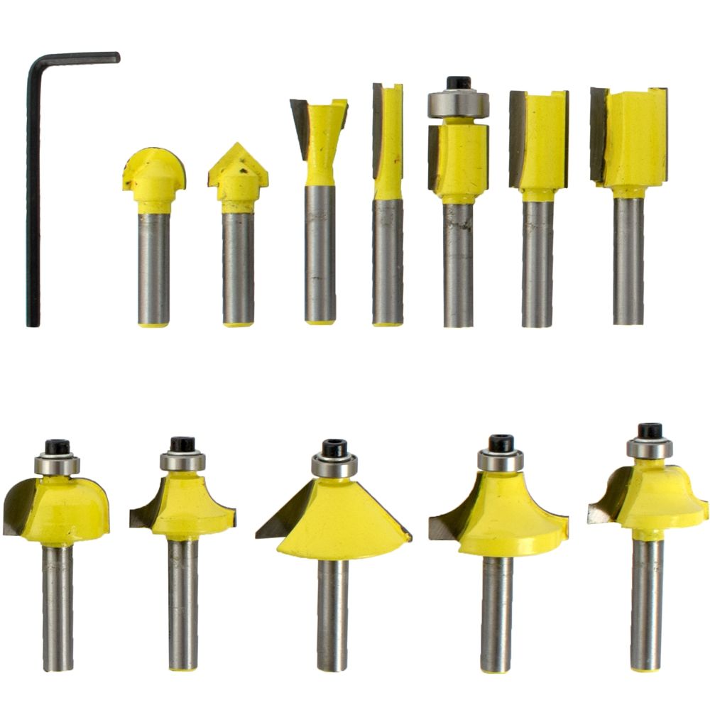 Tork Craft Router Bit Set 12Pc Plastic Box 1/4 Shank
