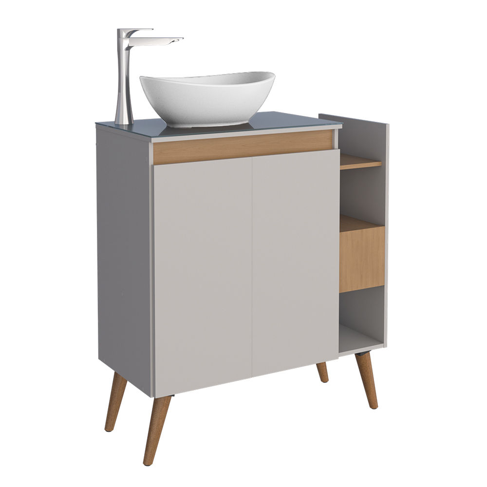 Lotus Bathroom Vanity With Bali Basin Freestanding  80cm - Nude/White