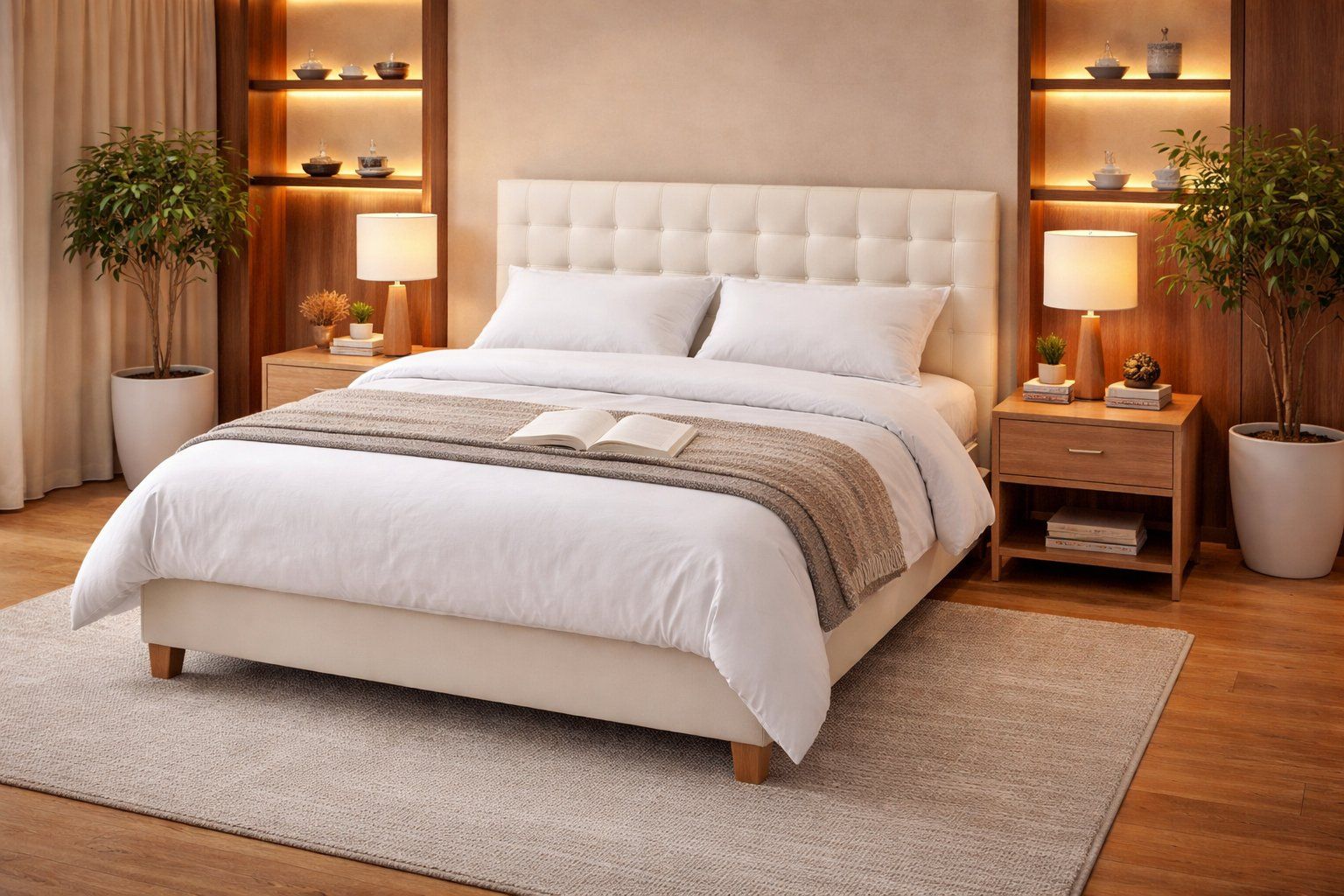 EFURN- Queen Size Upholstered Headboard – Modern Tufted Design