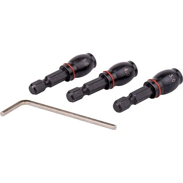 Drill Bit Adaptor Set 3Pc 3.4.5Mm Fem Rnd- Grub Screw Type 1/4
