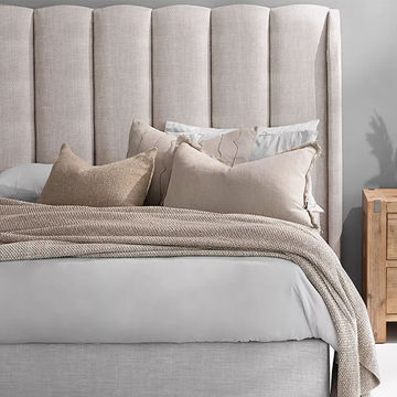 Celestia Upholstered Wingback Headboard Double Moonbeam