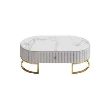 Marble Top, Stainless Steel Leg Modern Coffee Table