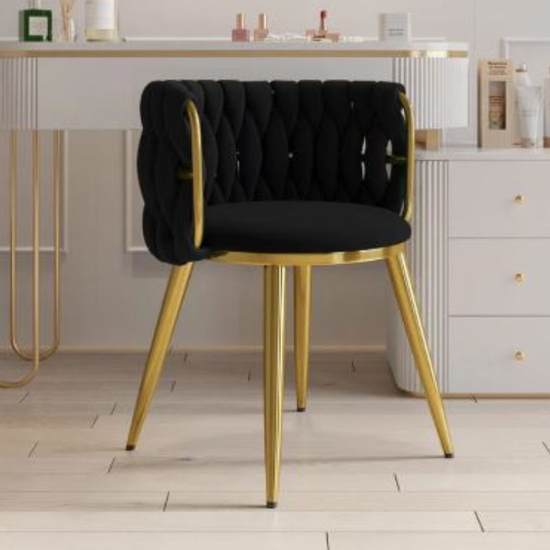 Dove Velvet Dinning Chair-Round Black