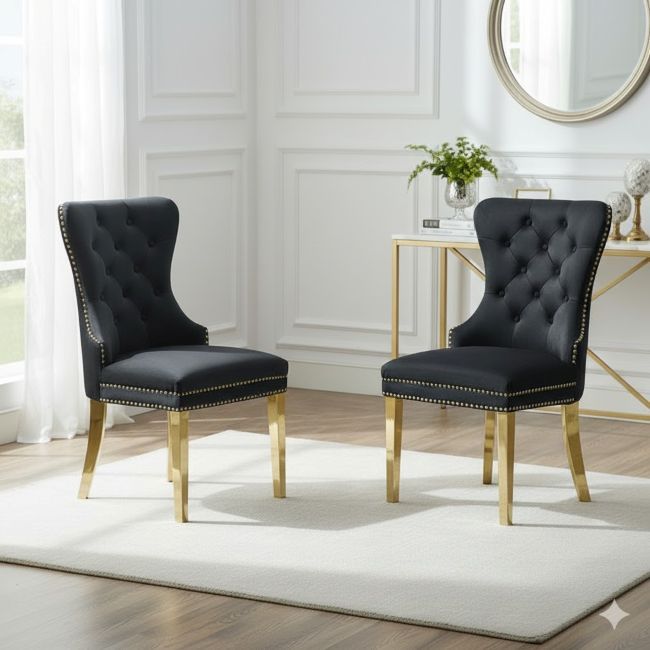QandAHome Peterse Velvet Tufted Dining Chairs (Set of 2)