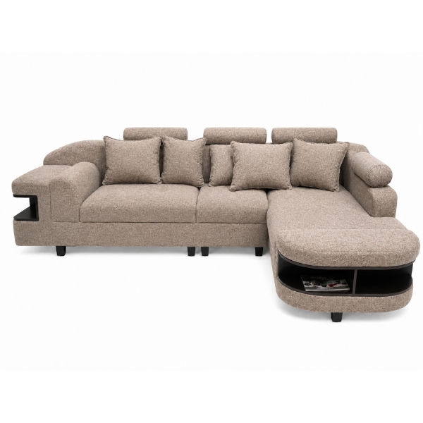 Chloe L Shape Corner Sofa – Chenille Fabric Brown