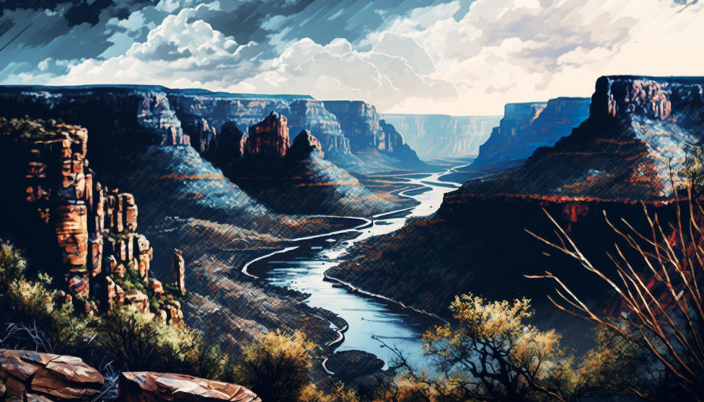 Canvas Wall Art - Canvas Wall Art –Blyde River Canyon Abstract - B1108 - [120 x 80 cm]