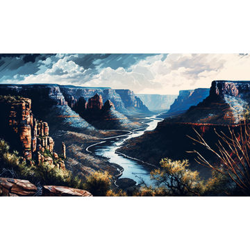 Canvas Wall Art - Canvas Wall Art –Blyde River Canyon Abstract - B1108 - [120 x 80 cm]