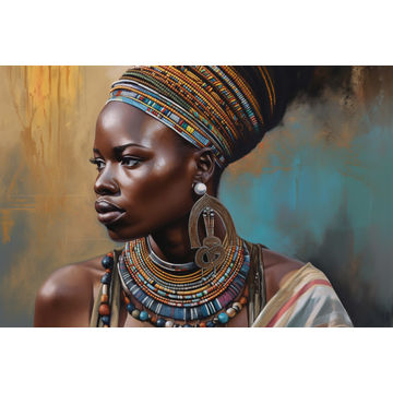 Canvas Wall Art - African Woman in Traditional Attire - A1485 - [120 x 80 cm]