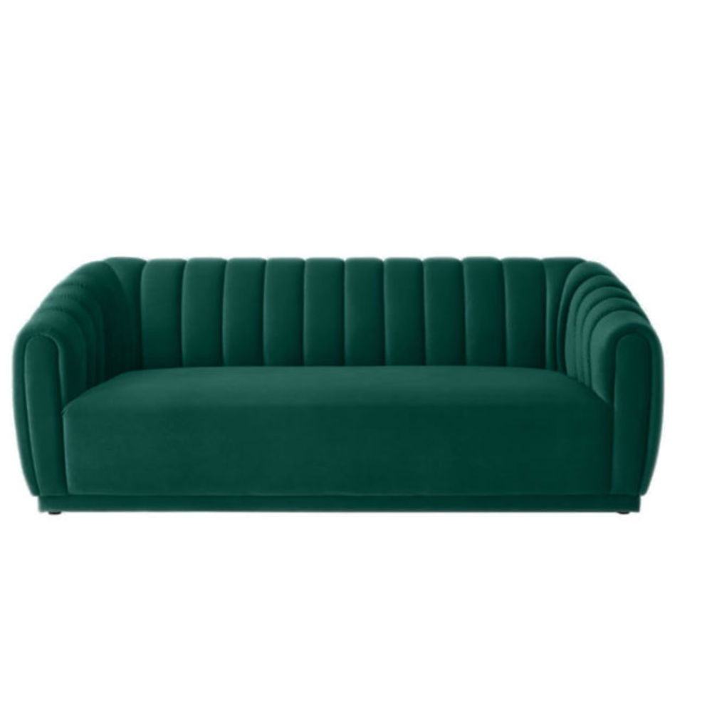 Ludovica Three Seater Stripe Couch-Emerald Green