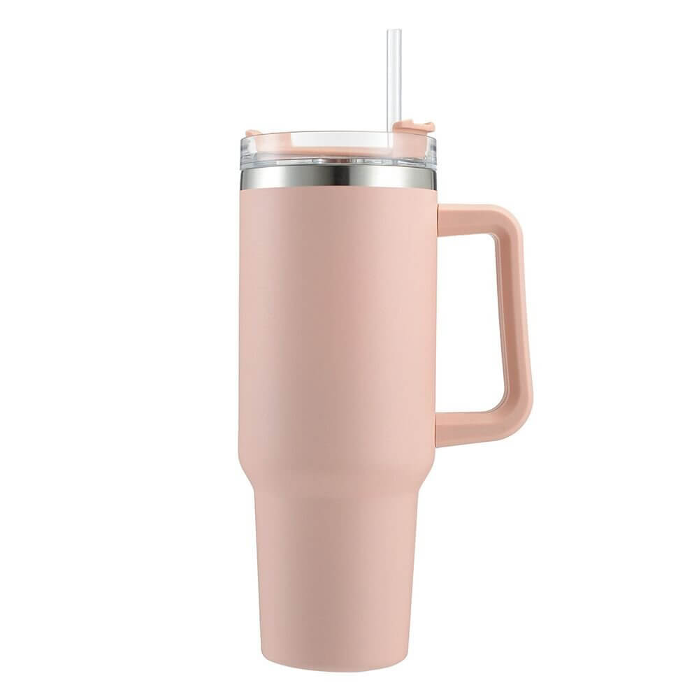 Stainless Steel Vacuum Flask with Straw 1.2L - Pink