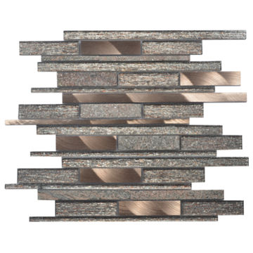 Mosaic Tile Glass Linear Copper Graphite 300x300 (per sheet)
