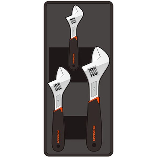 Fixman Tray 3 Piece Adjustable Wrench 6"8"10"