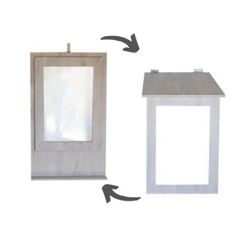 SpaceSave Fold Up Wall Mounted Desk & Mirror 100X60cm - Wood Marble