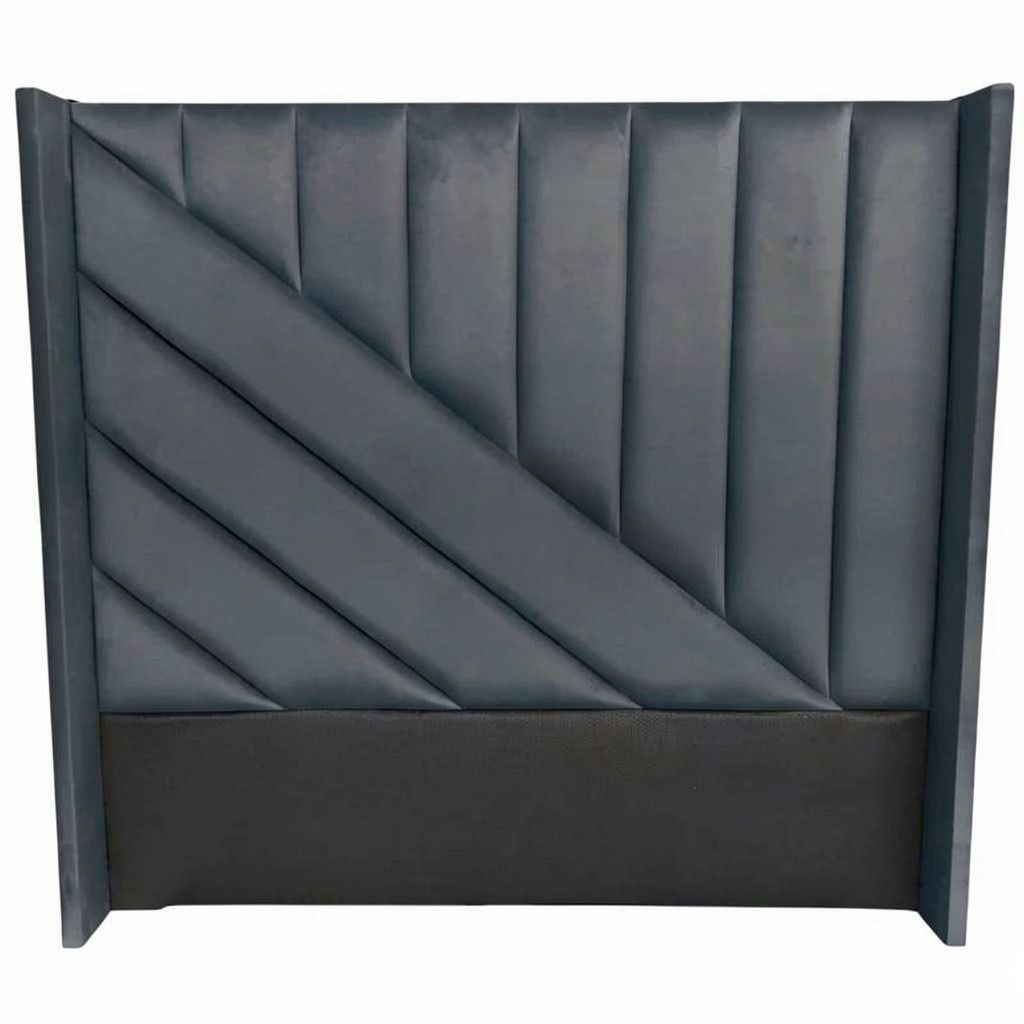 Nu Dekor - Siena Velvet Paneled Tufted Headboard - Queen - Dark Grey
