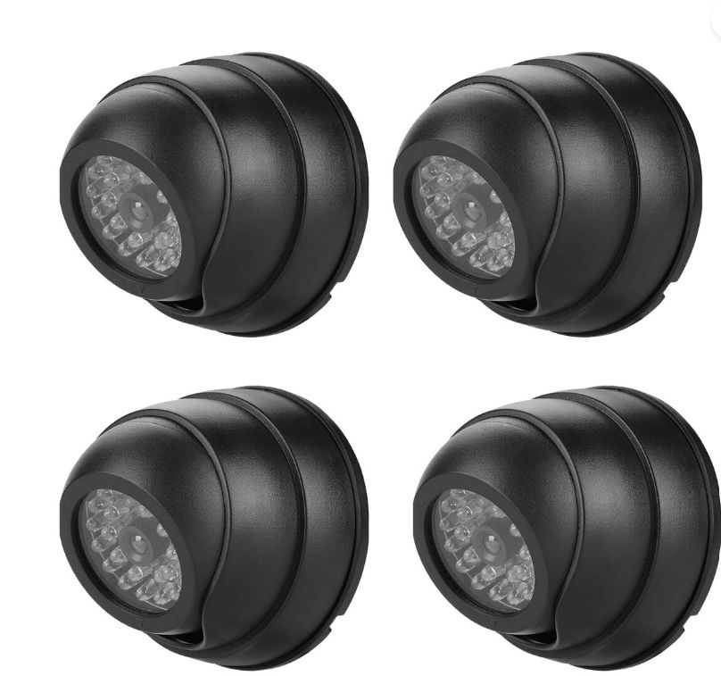 Dummy Surveillance Camera with LED Light - 4 Pack